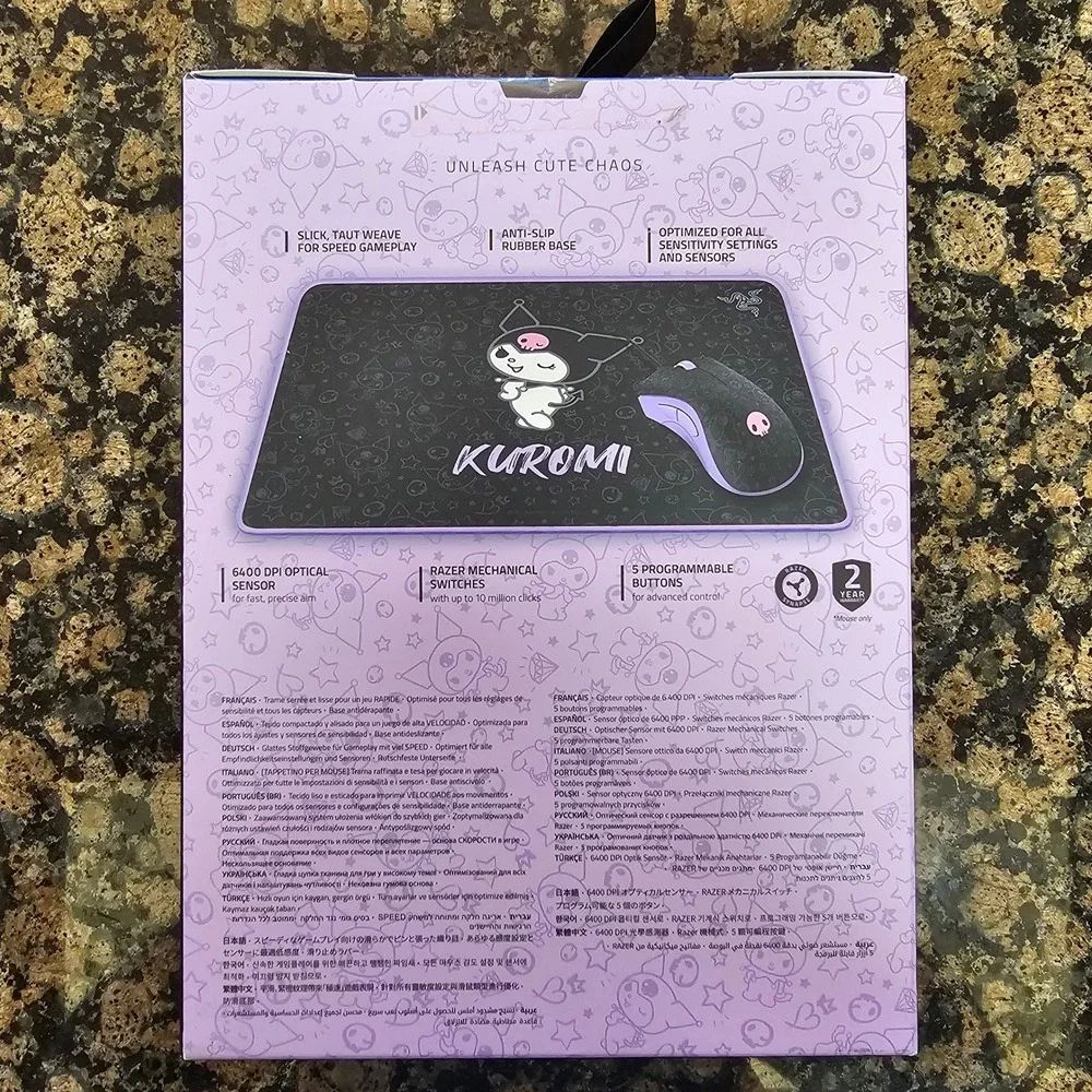 New! Razer DeathAdder Essential Goliathus Gaming Mouse Mat Bundle Kuromi Edition